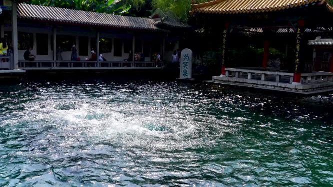 4K济南趵突泉公园济南旅游实拍泉水视频