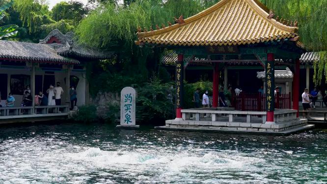 4K济南趵突泉公园济南旅游实拍泉水视频