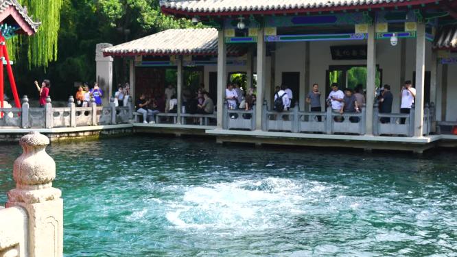 4K济南趵突泉公园济南旅游实拍泉水视频