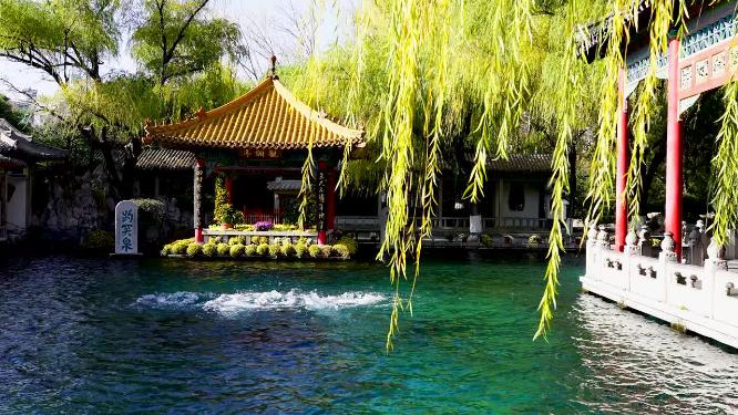 山东省旅游城市泉城济南天下第一泉景区趵突泉公园游客视角实拍4K视频