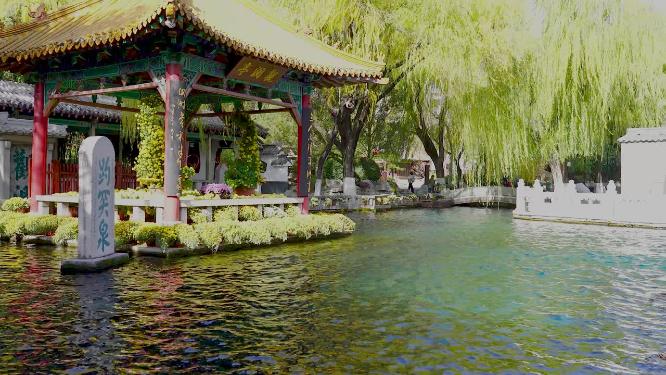 山东省旅游城市泉城济南天下第一泉景区趵突泉公园游客视角实拍4K视频