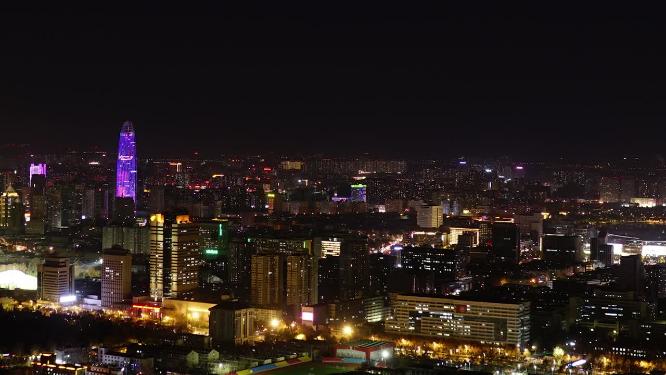 山东济南城市夜晚实拍地标建筑延时摄影
