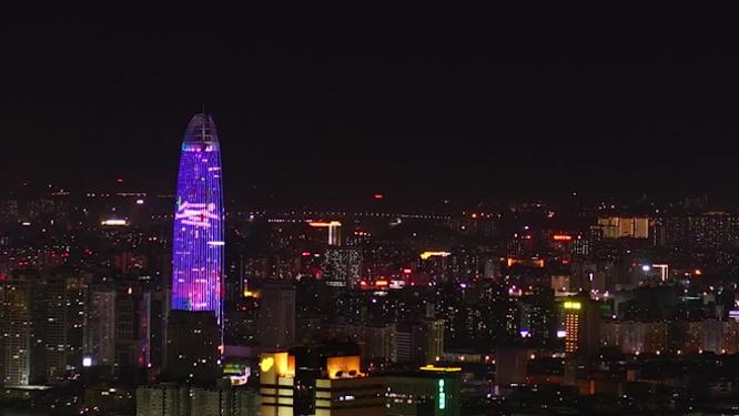山东济南城市夜晚实拍地标建筑延时摄影