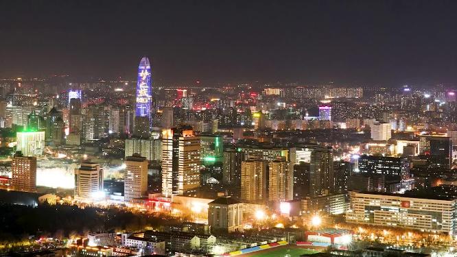 山东济南城市夜晚实拍地标建筑延时摄影