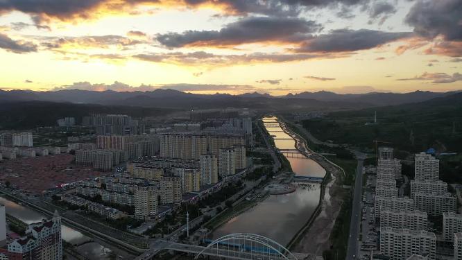 航拍承德丰宁县城景色