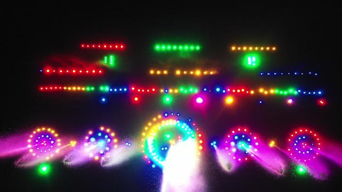 音乐喷泉夜景航拍