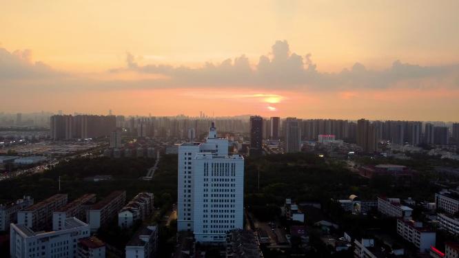 4K城市夕阳晚霞日落航拍素材