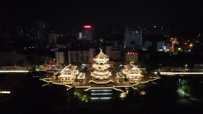 湖南株洲分袂亭夜景灯光航拍