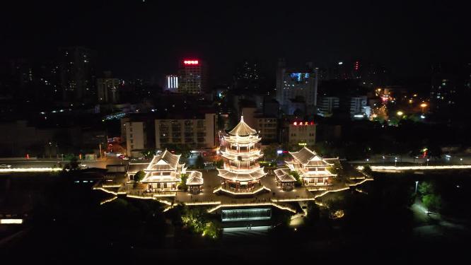 湖南株洲分袂亭夜景灯光航拍