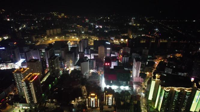 湖南株洲城市夜景灯光航拍