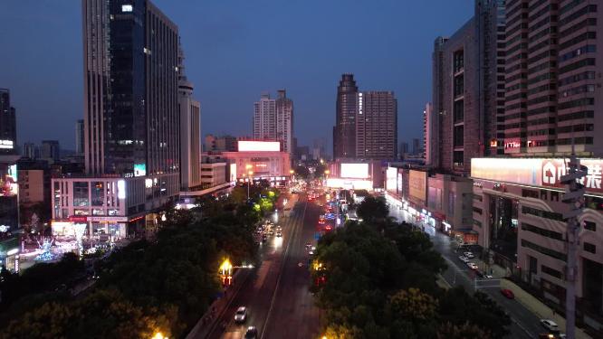 湖南株洲城市夜景灯光航拍