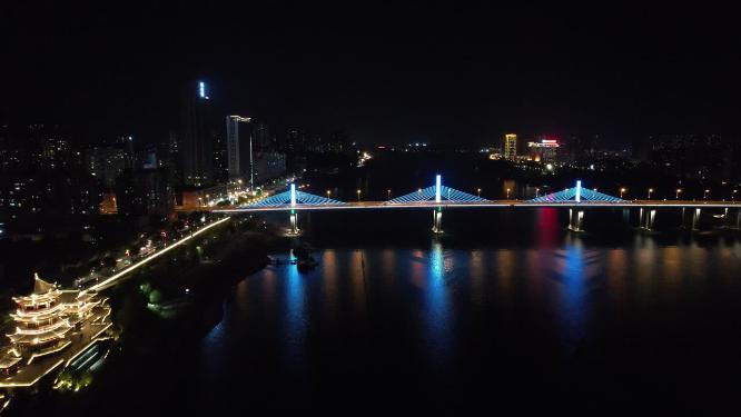 湖南株洲城市夜景航拍