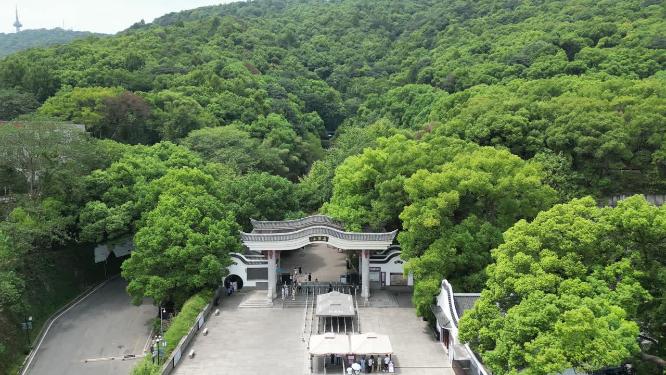湖南长沙岳麓山大门航拍
