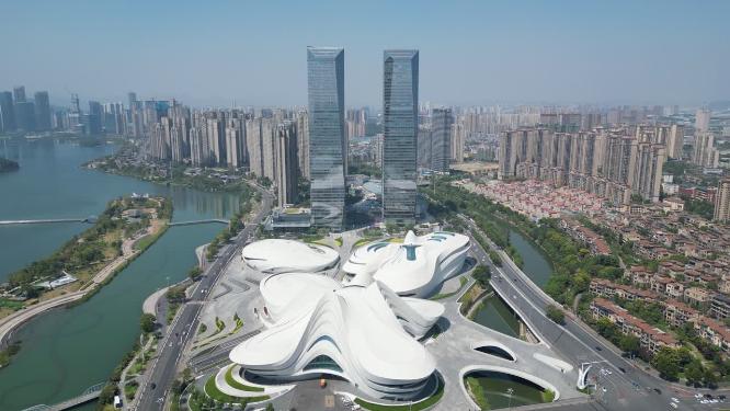 湖南长沙梅溪湖文化艺术中心航拍