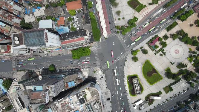 航拍广西南宁城市快速公交BRT城市交通