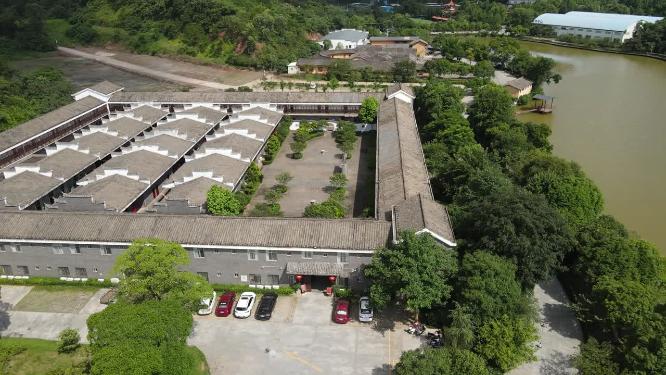 江西赣州五龙客家风情园航拍