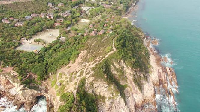深圳杨梅坑度假村大海海浪航拍