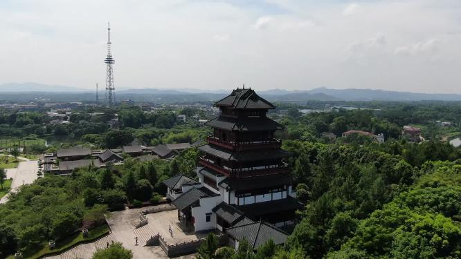 湖南刘少奇故居花明楼5A景区航拍