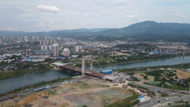 湖南怀化舞水河桥梁航拍