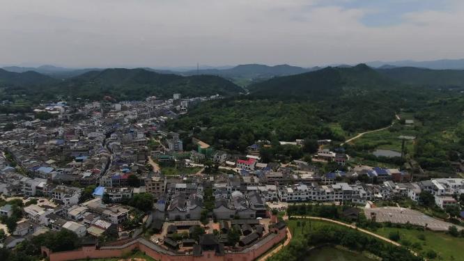 湖南长沙宁乡道林古镇航拍