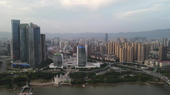 福建福州城市风光交通航拍