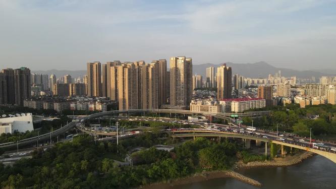 福建福州城市风光交通航拍