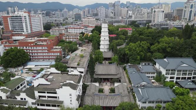 福建福州白塔地标建筑航拍