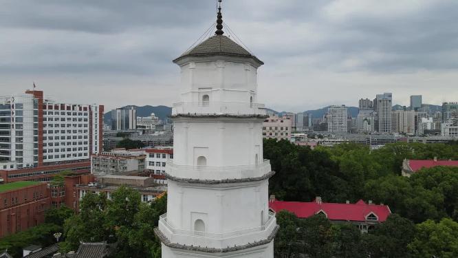 福建福州白塔地标建筑航拍