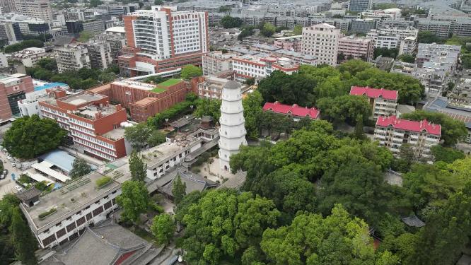 福建福州白塔地标建筑航拍