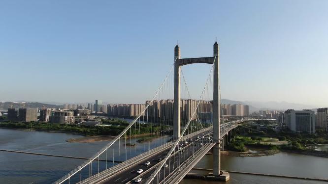 福建福州闽江鼓山大桥航拍