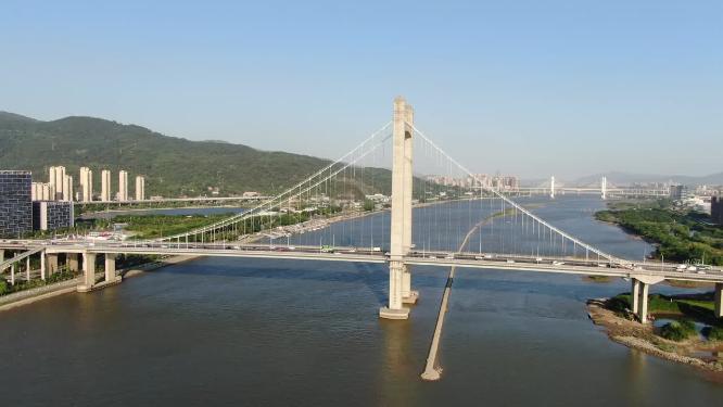 福建福州闽江鼓山大桥航拍