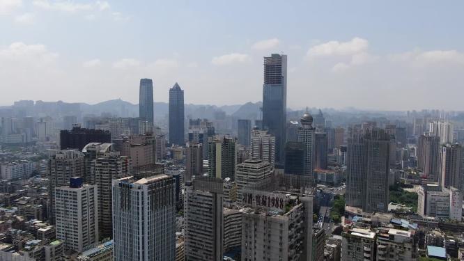贵州贵阳城市建筑高楼大厦航拍