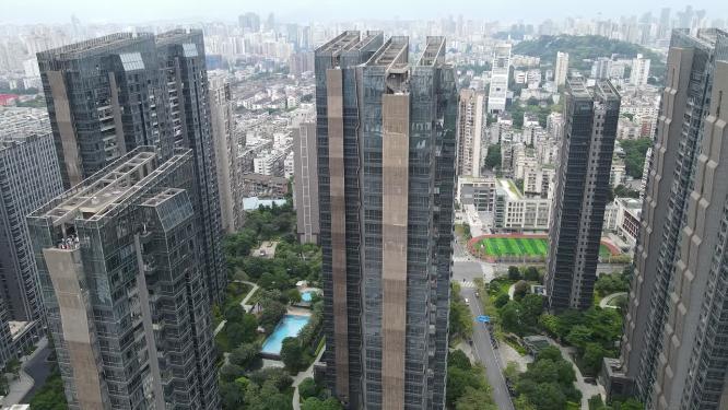城市高楼住宅小区航拍