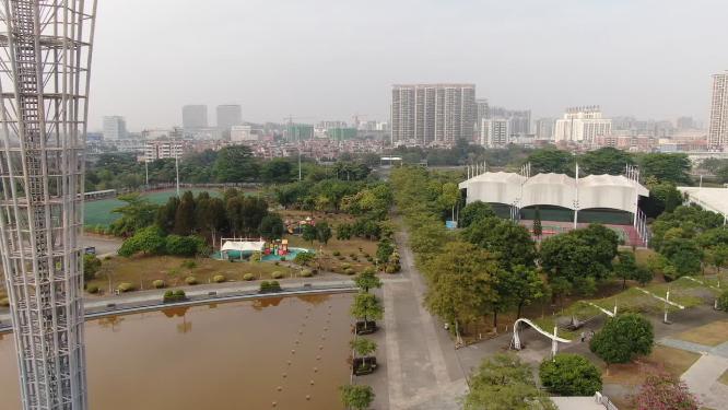 城市航拍广东东莞城市风光