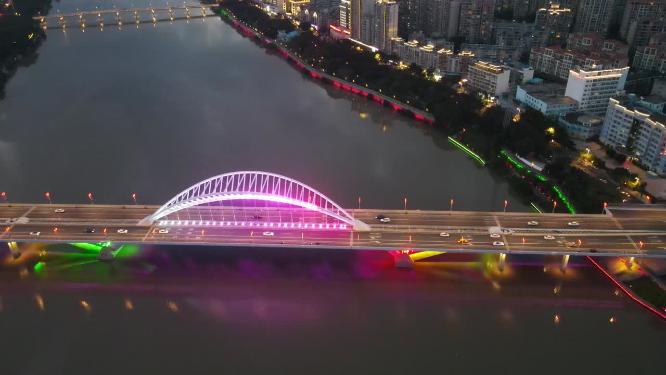 江西赣州九龙江大桥夜景航拍