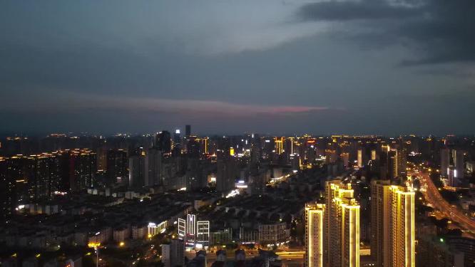 江西赣州城市夜幕降临夜景灯光交通航拍