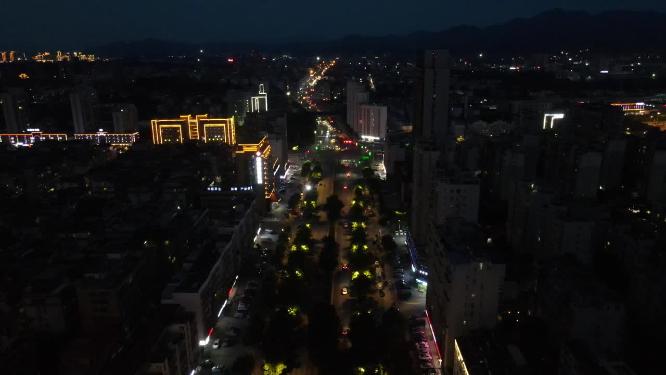 江西赣州城市夜幕降临夜景灯光交通航拍
