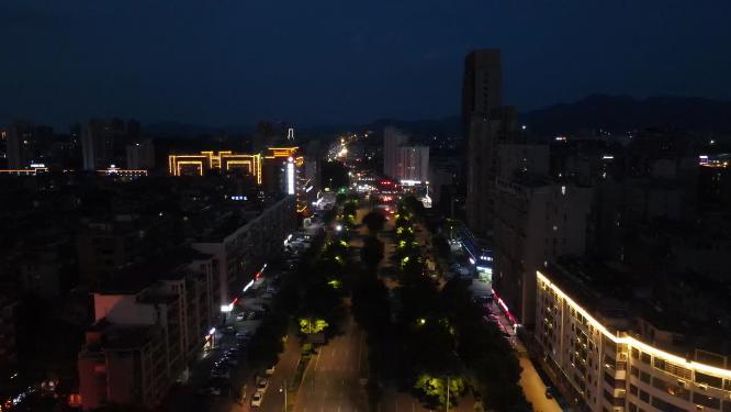 江西赣州城市夜幕降临夜景灯光交通航拍