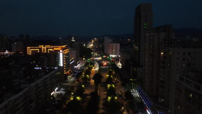 江西赣州城市夜幕降临夜景灯光交通航拍
