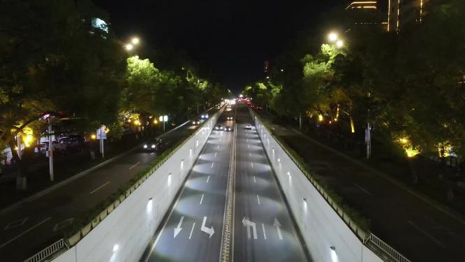 江西赣州城市夜幕降临夜景灯光交通航拍