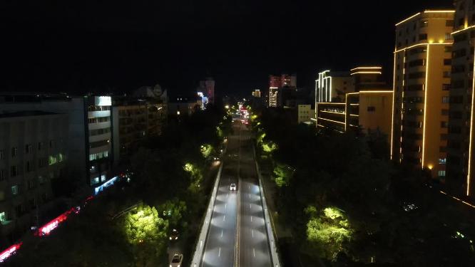 江西赣州城市夜幕降临夜景灯光交通航拍