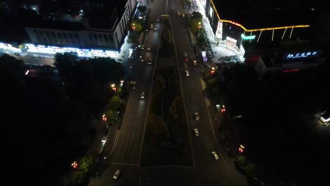 江西赣州城市夜幕降临夜景灯光交通航拍