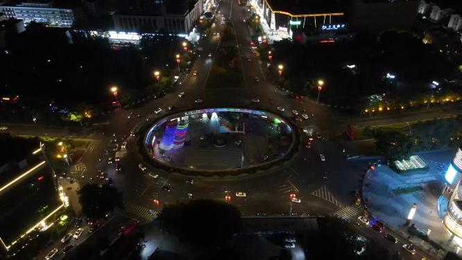 江西赣州城市夜幕降临夜景灯光交通航拍