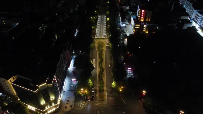 江西赣州城市夜幕降临夜景灯光交通航拍