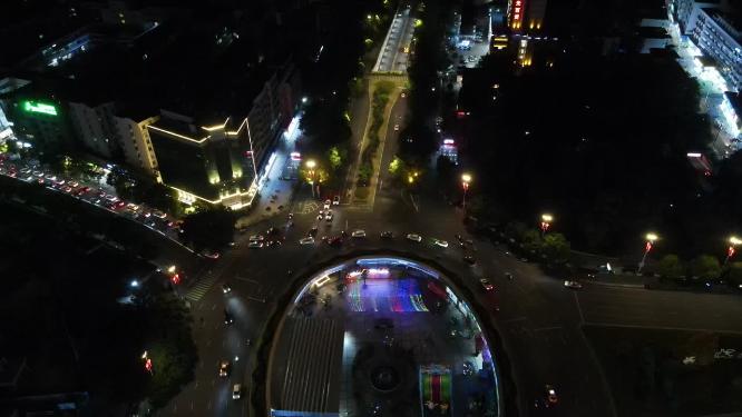 江西赣州城市夜幕降临夜景灯光交通航拍