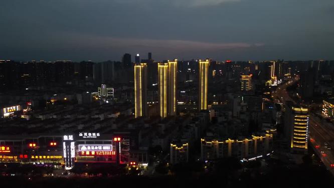 江西赣州城市夜幕降临夜景灯光交通航拍