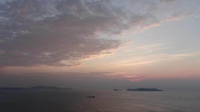 海平面大海海上日出彩霞航拍