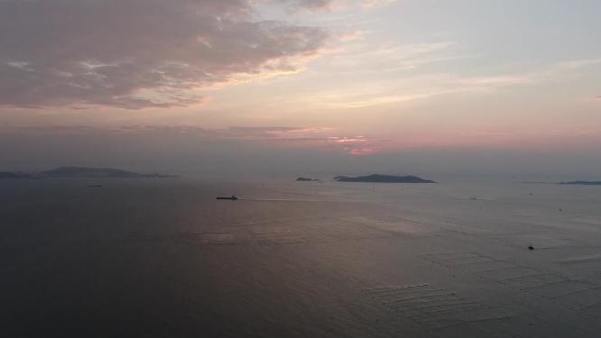 海平面大海海上日出彩霞航拍