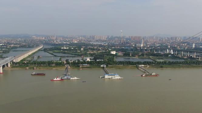 湖南岳阳城市风光航拍