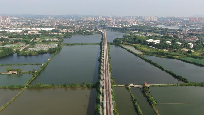 湖南岳阳洞庭湖大桥航拍